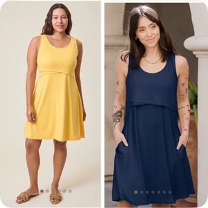 2-pack Kindred Bravely Yellow and Navy Sleeveless Nursing/ Maternity Dresses